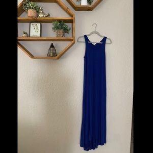 5/$25 Blue maternity tank top maxi dress hi low